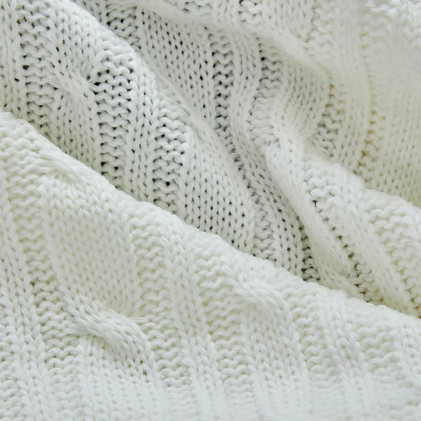 Karaca Home Cable Knit Throw – Bone Color, Oeko-Tex Certified - Karrari