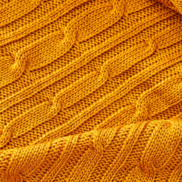 Karaca Home Cable Knit Throw – Ochre, Oeko-Tex Certified Cozy Elegance - Karrari
