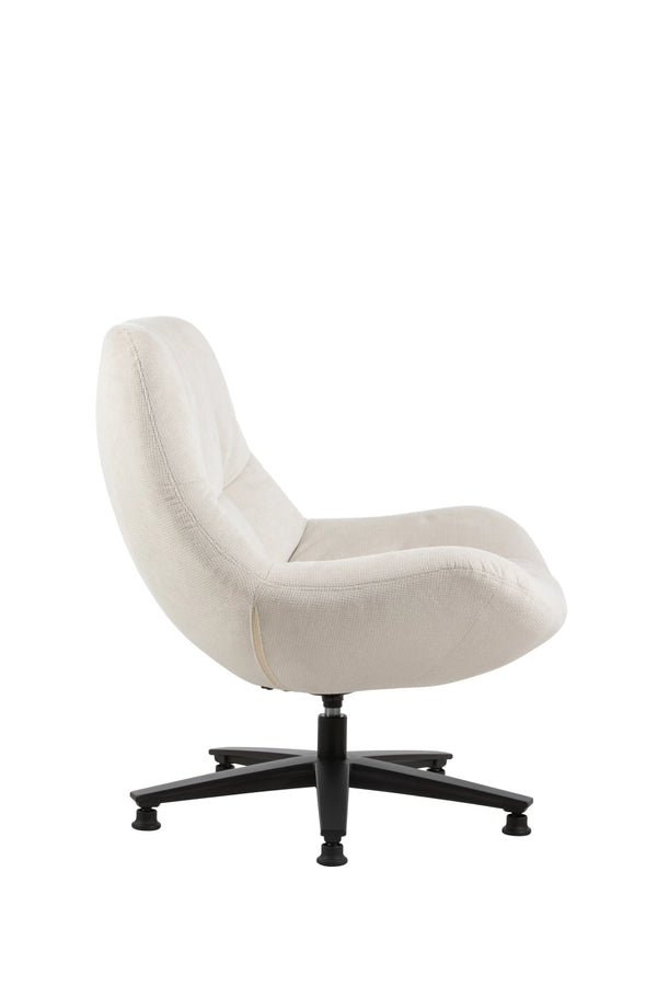 Beige Bouclé Lounge Chair with Black Metal Base - Karrari