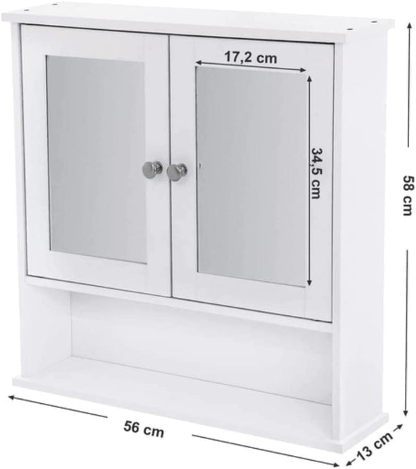Wall Cabinet with Mirrors & Adjustable Shelves - Karrari