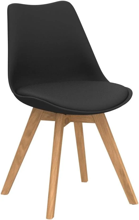 Set of 2 Modern Dining Chairs with Padded Seat & Wood Legs