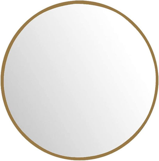 Round Mirror, Gold Bathroom Circle Mirror for Wall, 24 Inches, Metal Frame, Easy to Install