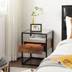 Glass Side Table with Drawer - Karrari