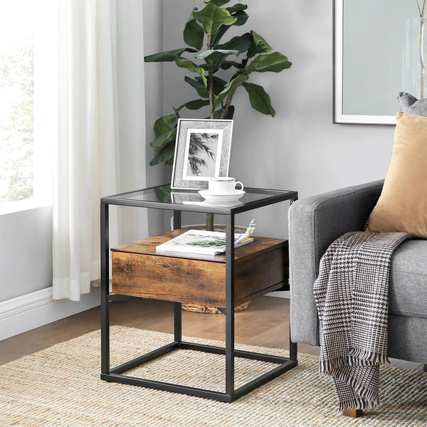 Glass Side Table with Drawer - Karrari
