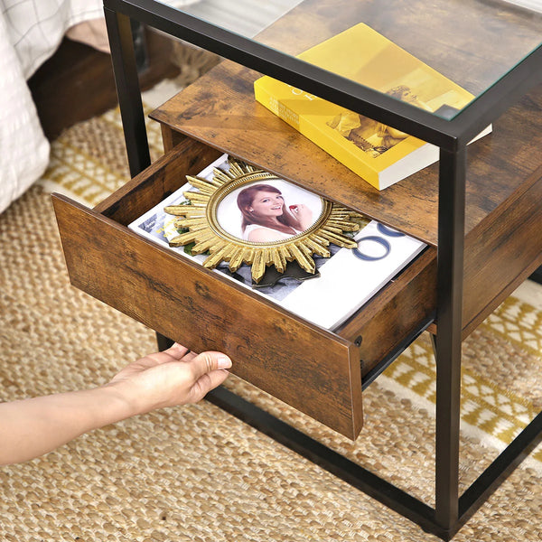 Glass Side Table with Drawer - Karrari