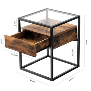 Glass Side Table with Drawer - Karrari