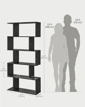 5-Tier Bookshelf with Open Storage