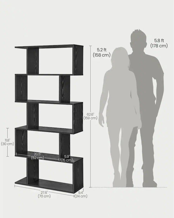 5-Tier Bookshelf with Open Storage