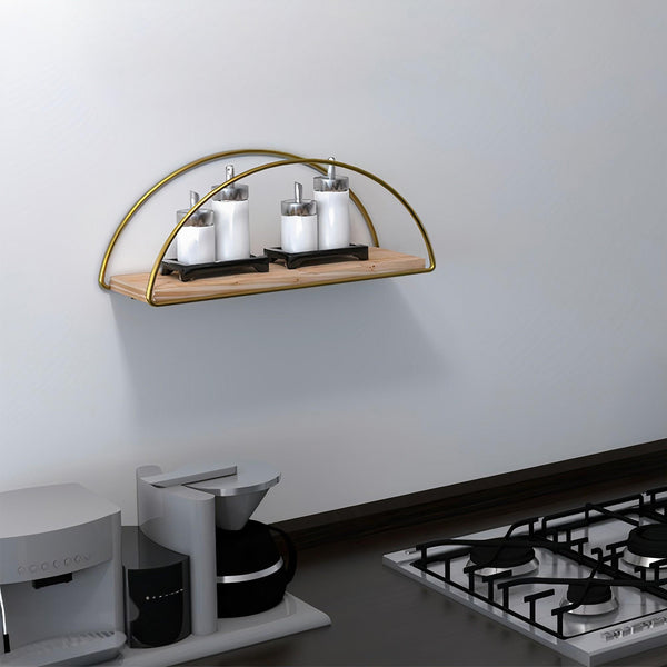 Wall Shelf Wood Veneer Gold Brown - Karrari