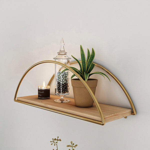 Wall Shelf Wood Veneer Gold Brown - Karrari