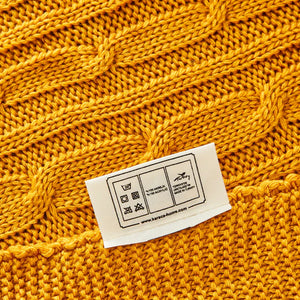 Karaca Home Cable Knit Throw – Ochre, Oeko-Tex Certified Cozy Elegance - Karrari