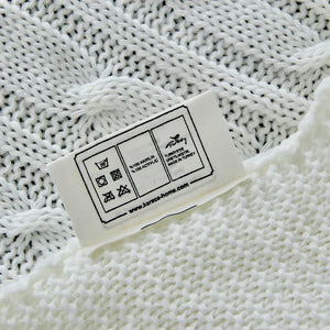 Karaca Home Cable Knit Throw – Bone Color, Oeko-Tex Certified - Karrari
