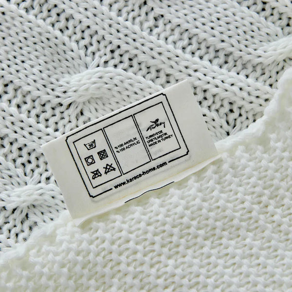 Karaca Home Cable Knit Throw – Bone Color, Oeko-Tex Certified - Karrari
