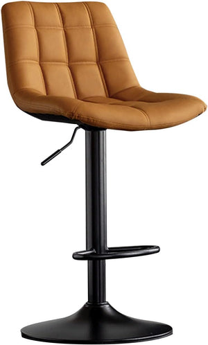 Adjustable Bar Stools – Brown & Black Metal Base(Set of 2) - Karrari