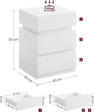 LED Nightstand – Adjustable Colours & Storage - Karrari