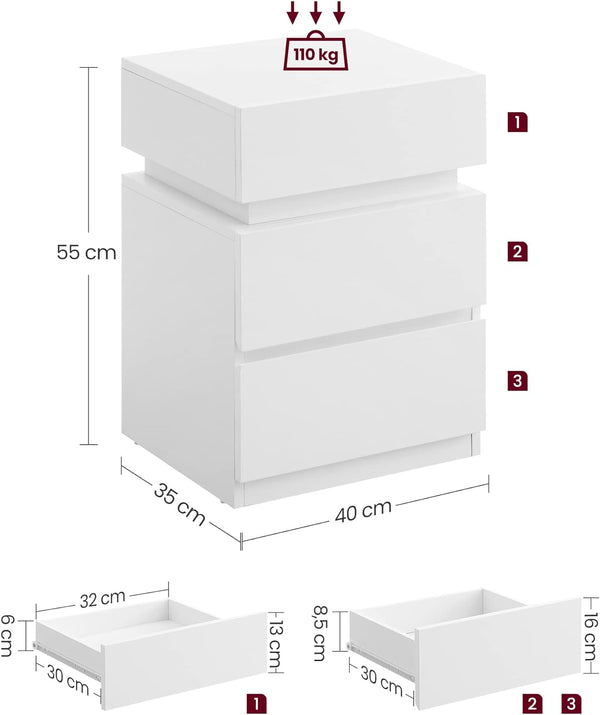 LED Nightstand – Adjustable Colours & Storage - Karrari