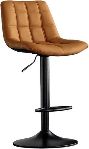 Adjustable Bar Stools – Brown & Black Metal Base(Set of 2) - Karrari