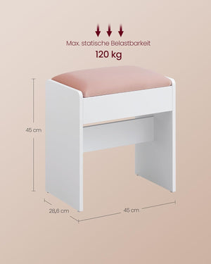 Velvet Makeup Stool with Non-Slip Foot Pads