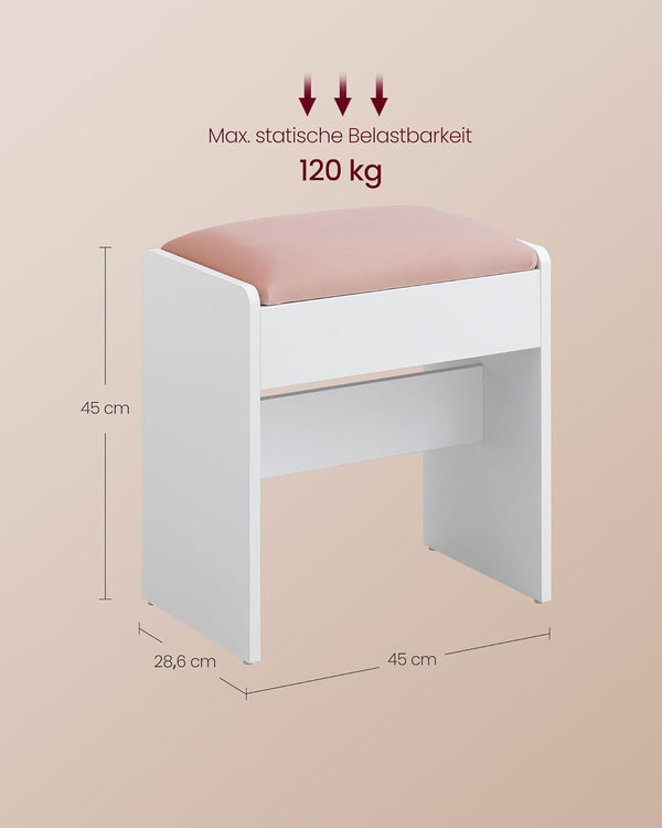 Velvet Makeup Stool with Non-Slip Foot Pads