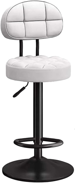 Adjustable Bar Stool – Tufted Seat with Backrest & Black Base (Set of 2) - Karrari