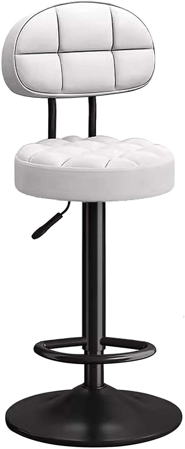 Adjustable Bar Stool – Tufted Seat with Backrest & Black Base (Set of 2) - Karrari