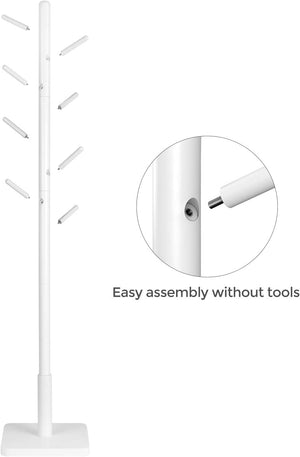 Adjustable Wooden Coat Rack with 8 Hooks