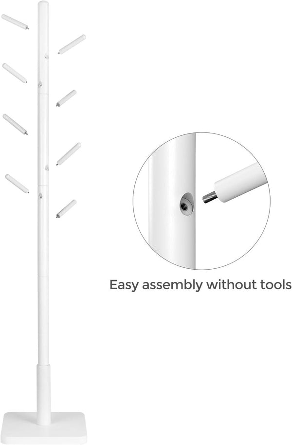 Adjustable Wooden Coat Rack with 8 Hooks