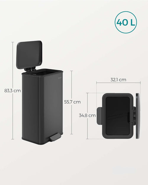 40L Steel Kitchen Pedal Bin (10.5 Gallon) - Karrari