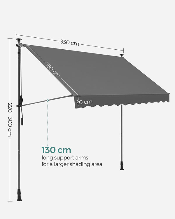Balcony Awning - Adjustable Sun Shade with Crank Handle - Karrari