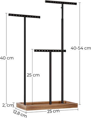 2-in-1 Jewellery Display Stand - Adjustable T-Bars & Tray