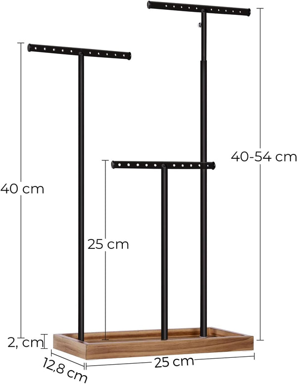 2-in-1 Jewellery Display Stand - Adjustable T-Bars & Tray