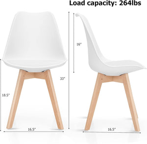 Dining Chairs Modern Home Dining Room Kitchen Waiting Room Armless Side Chair w/Padded Seat Wood Legs White (Set of 4) - Karrari
