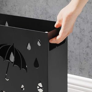 Metal Umbrella Stand with Drip Tray & Hooks (Rectangular) - Karrari