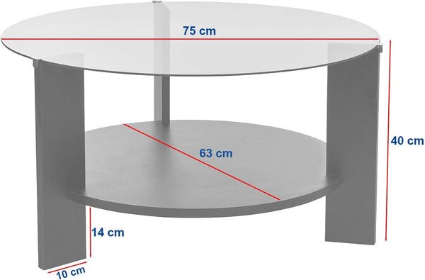Stylish Coffee Table Tempered Glass Top - Sapphire Oak - Karrari