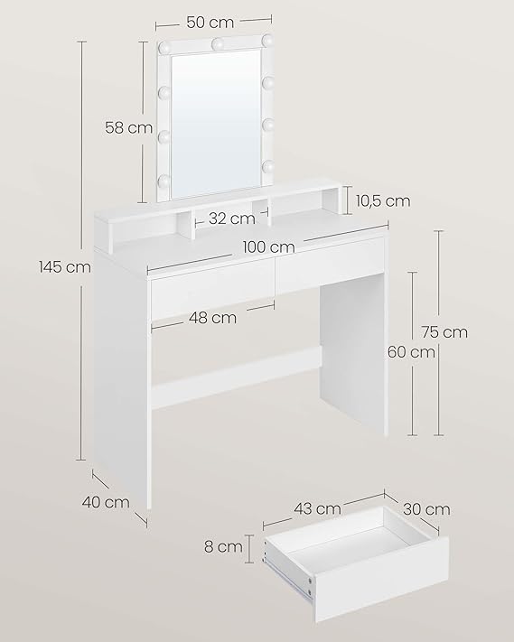 Dressing Table with LED Mirror & Storage - Karrari