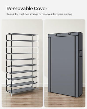 10-Tier Shoe Rack with Cover, Shoe Storage Cabinet for 40-50 Pairs