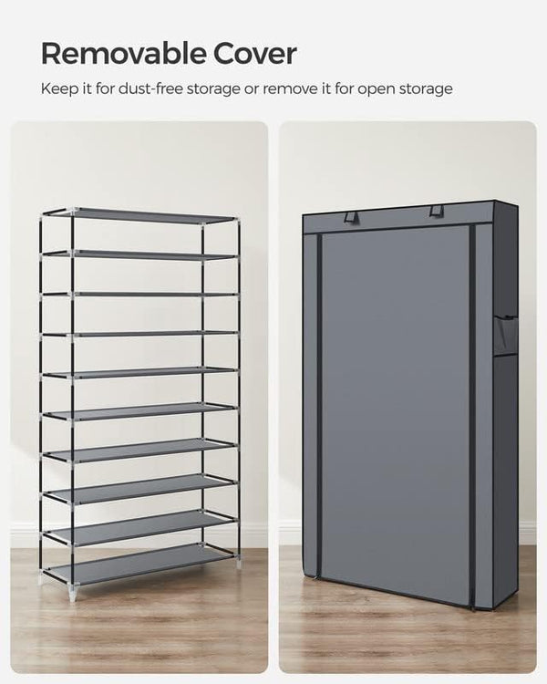 10-Tier Shoe Rack with Cover, Shoe Storage Cabinet for 40-50 Pairs