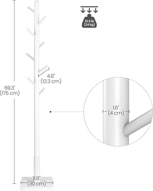 Adjustable Wooden Coat Rack with 8 Hooks