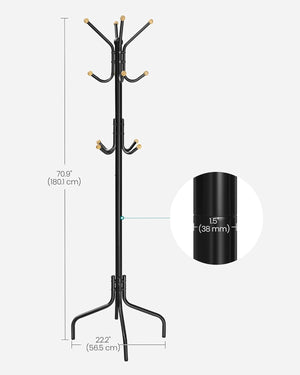 Metal Coat Rack Stand with 12 Hooks - Karrari