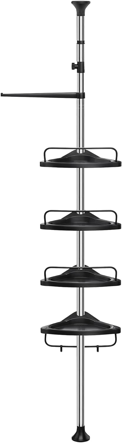 Adjustable Corner Shower Rack - Shelves & Hooks - Karrari