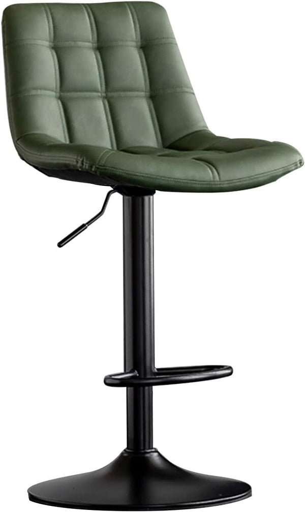 Adjustable Bar Stools – Green Upholstered Seat & Black Metal Base (Set of 2) - Karrari