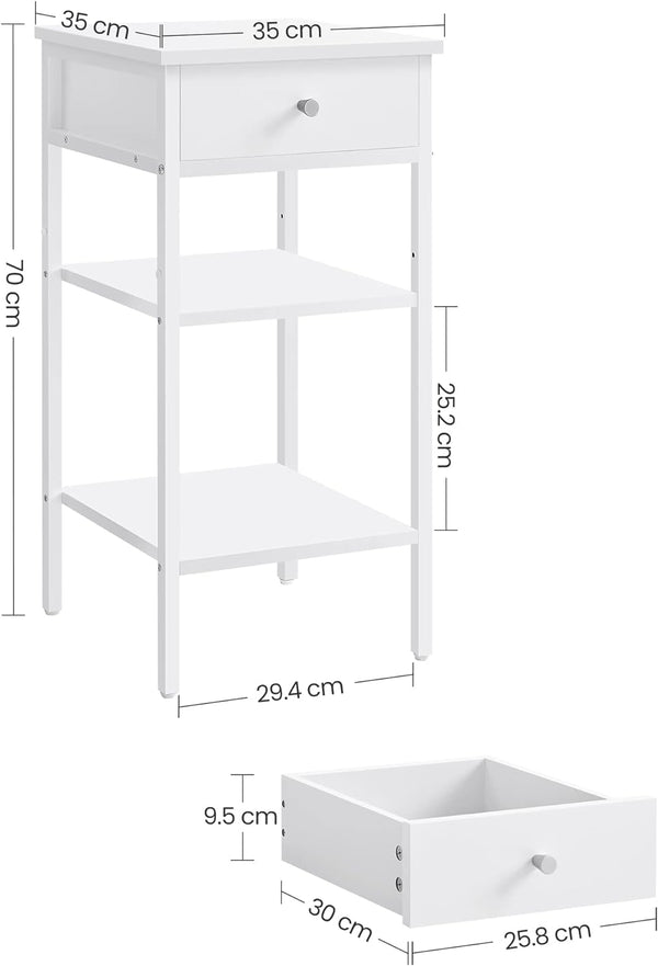 Bedside Table - Drawer & Adjustable Shelf - Karrari