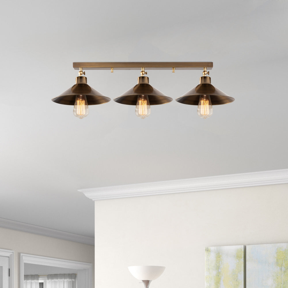 Antique Adjustable Brass 3-Light Ceiling Bar - Karrari
