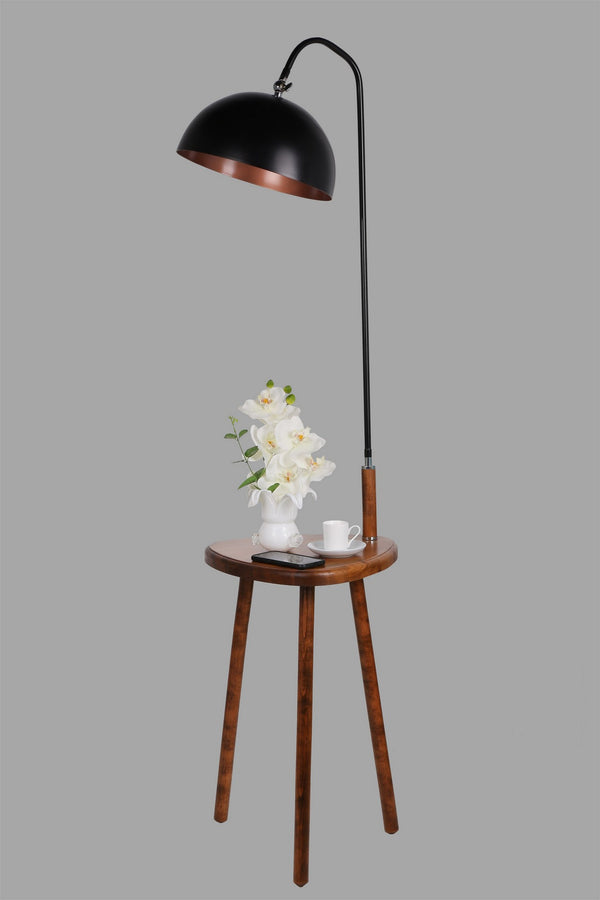 Storage Shelf Floor Lamp - Black & Copper (130cm) - Karrari