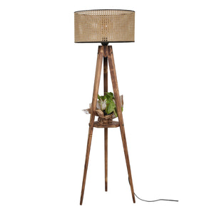 Wood Tripod Floor Lamp - Rattan Shade (153cm) - Karrari
