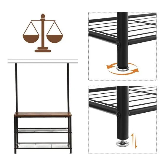 Clothes Rack with Seat & Shoe Storage