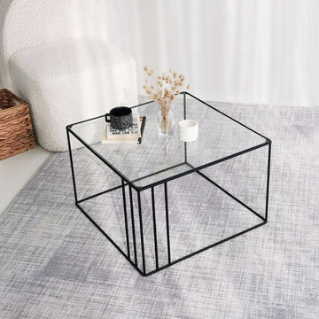 Modern-Novelty Coffee Table, Black, Glass