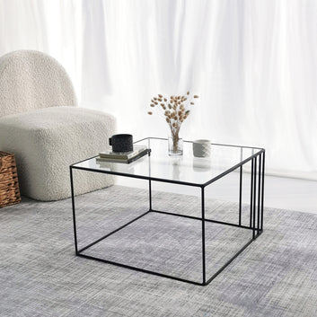 Modern-Novelty Coffee Table, Black, Glass