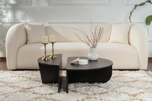 Modern Black Geometric Coffee Table – Wood Black