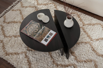 Modern Black Geometric Coffee Table – Wood Black